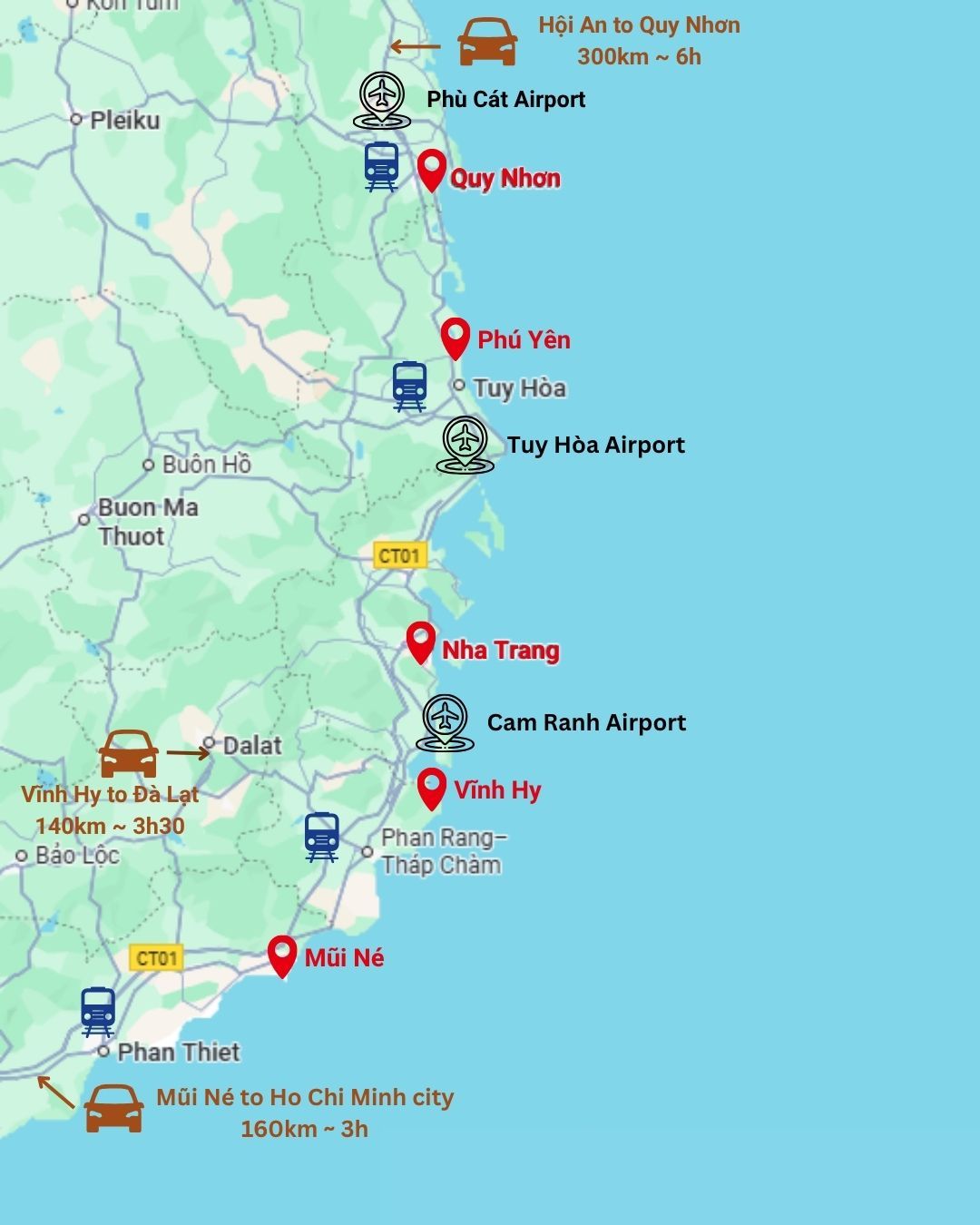 Travel to South-Central Vietnam Map